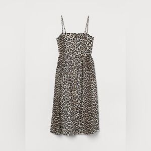 H&M leopard cheetah animal linen dress, Medium M, Midi length